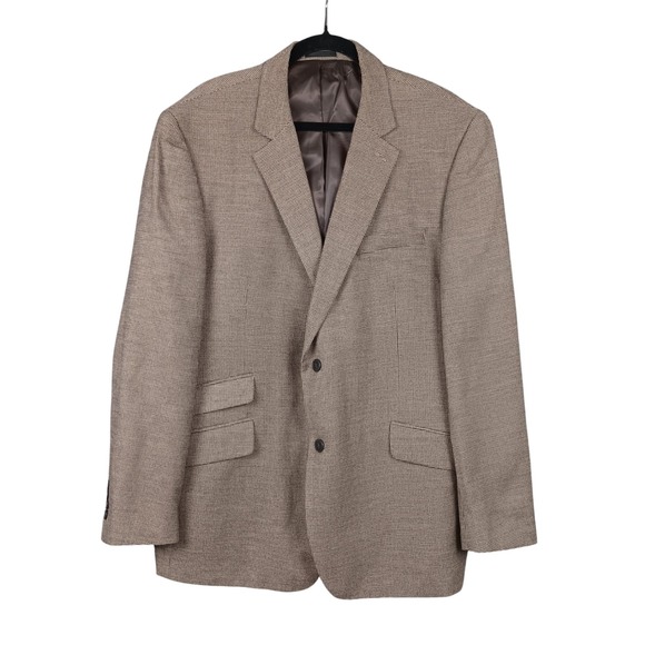 Madison Mens 48R Brown Houndstooth Two Button Blazer Sport Coat Jacket - Picture 1 of 9